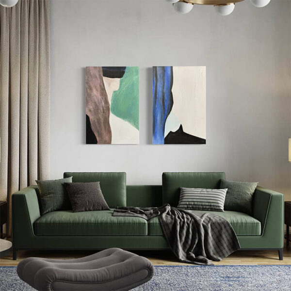 Abstract Contours – Hand Painted Canvas Art Pair – Stretched 4
